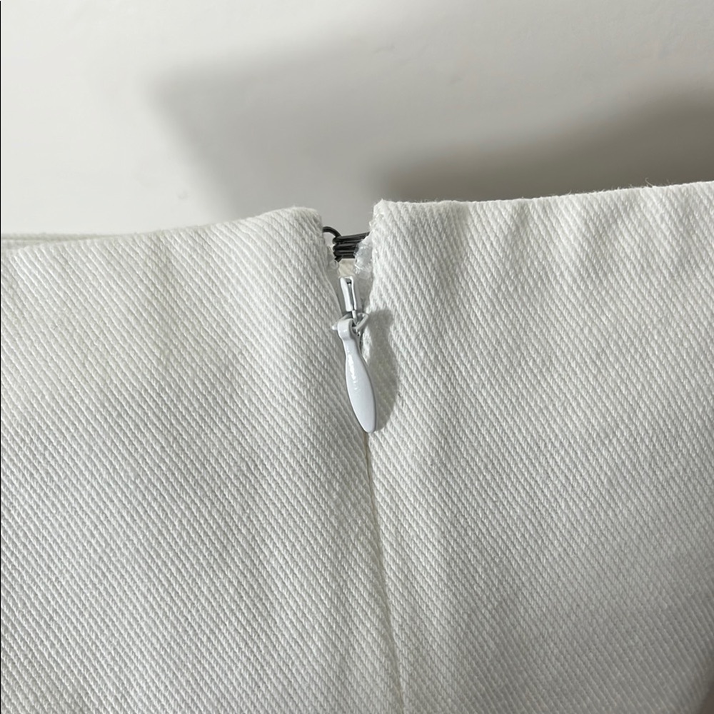 White A-Line Mini Skirt Tie Front Casual - Picture 5 of 9